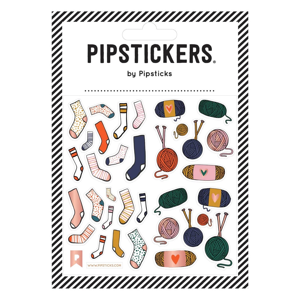Pipsticks, Stickers, Art & School, Approximately 4"x4", Knit Your Socks Off, 620162
